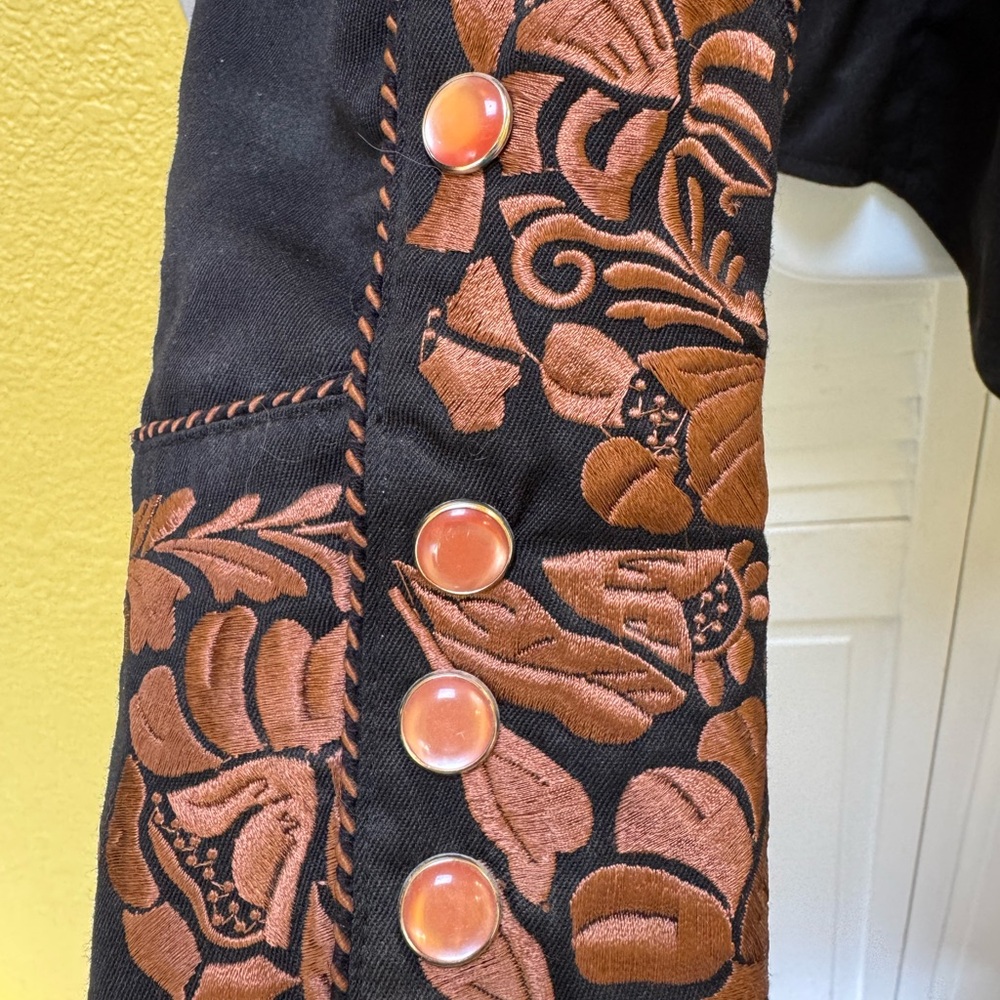 Scully Black Shirt with Brown Embroidery - Picture 4 of 10